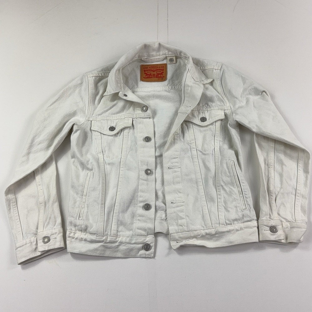 Levi Strauss & Co. Jacket Womens XS White Denim Trucker Button Front Casual
